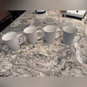 Toasty toast Elegant White Ceramic Mug Set of 4 size 4x3.5in